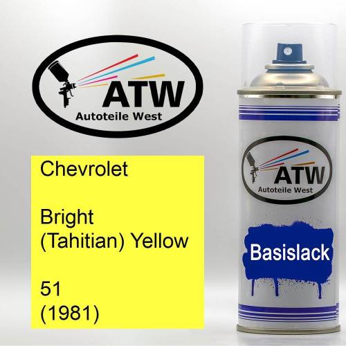 Chevrolet, Bright (Tahitian) Yellow, 51 (1981): 400ml Sprühdose, von ATW Autoteile West.